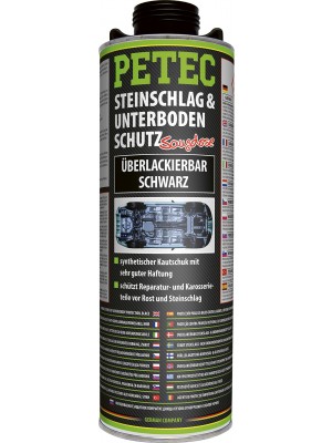 Petec Steinschlag-& Unterbodenschutz Kautschukbasis, Überlackierbar schwarz 1000ml Saugdose